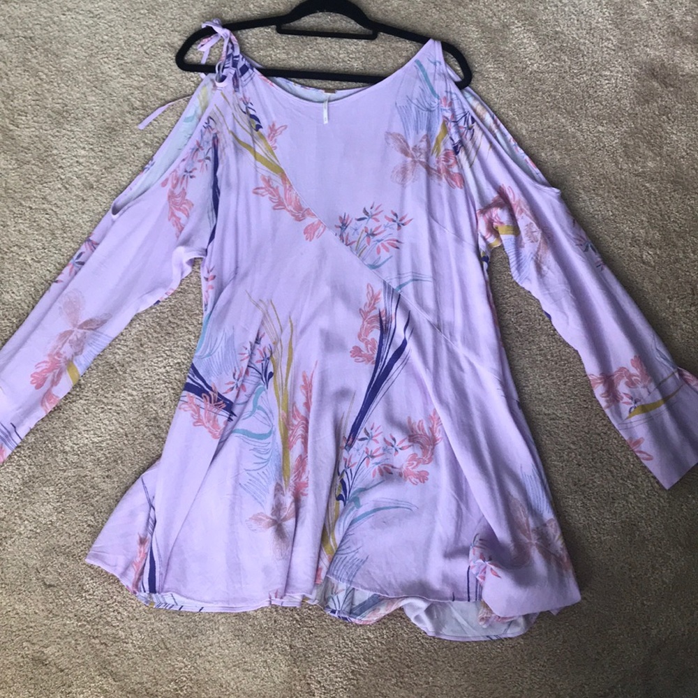 Free People Lilac flower print long sleeve dress.
